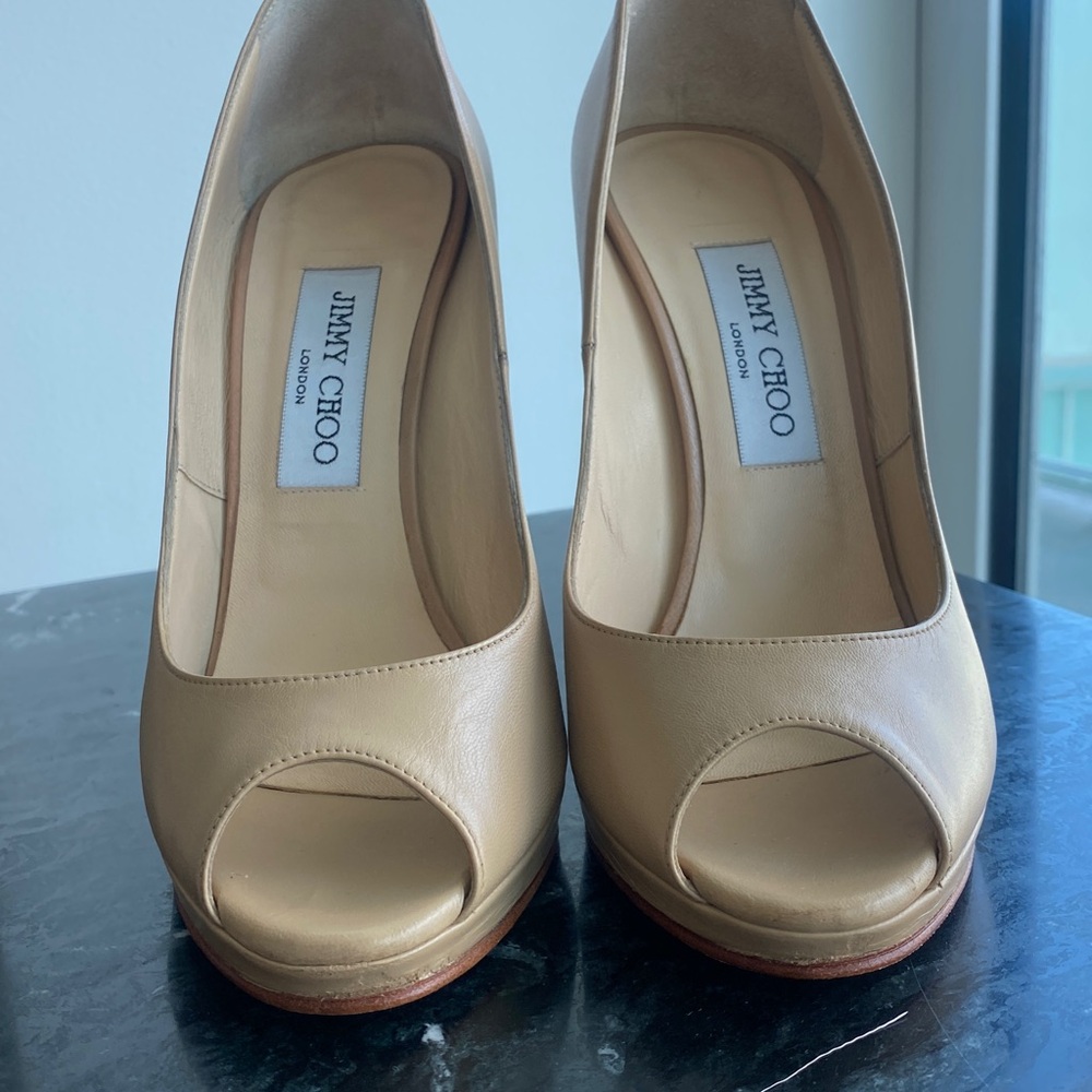 Jimmy Choo Quiet Calfskin open toe shoes Nude - Picture 4 of 9